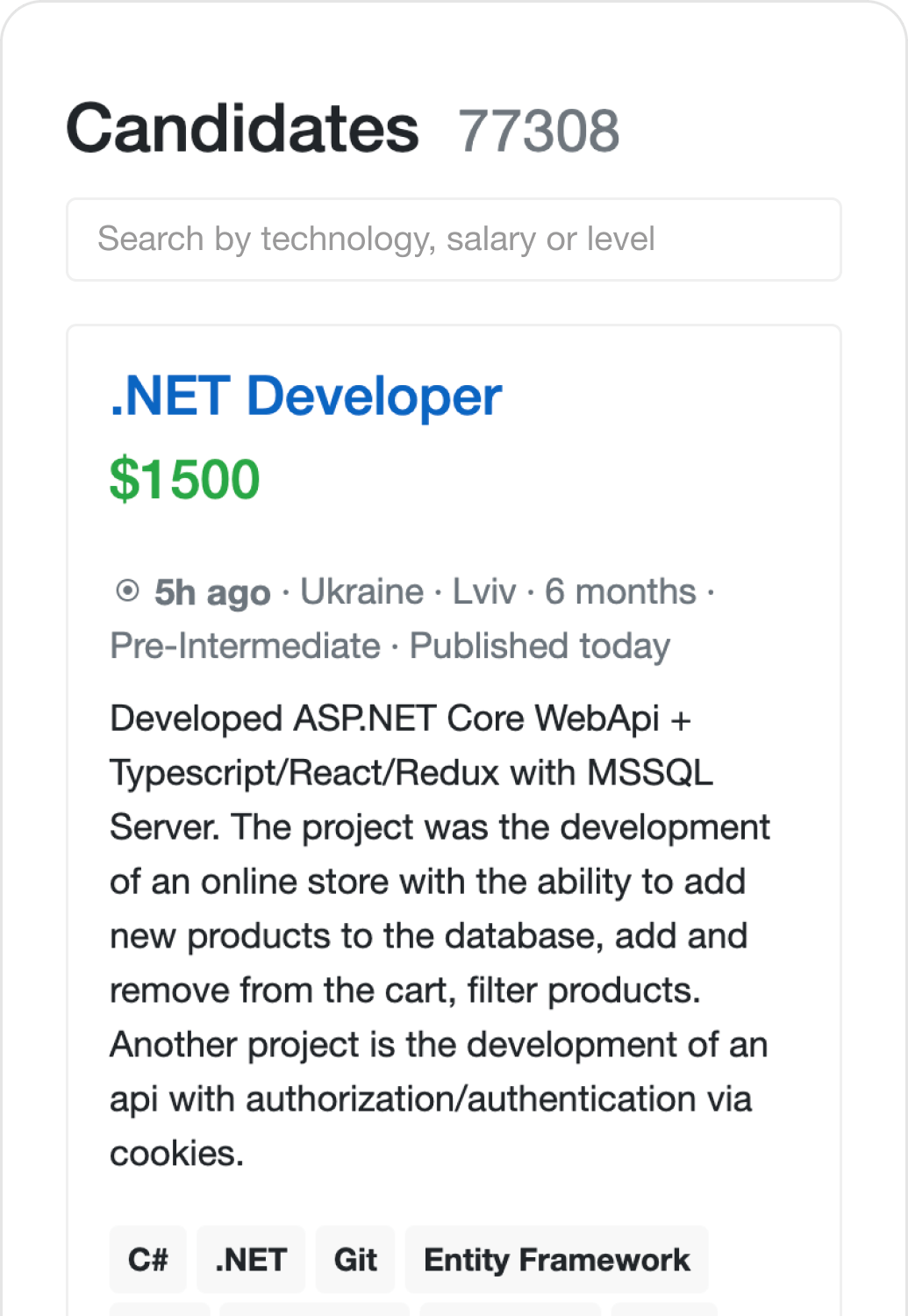 Developers page screenshot